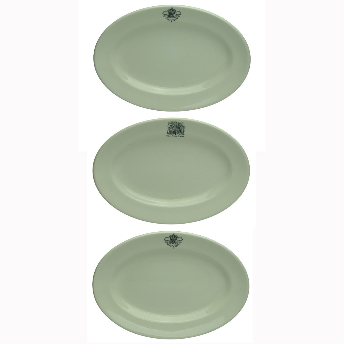 Hotelware. Three Oriental Hotel oval plates.