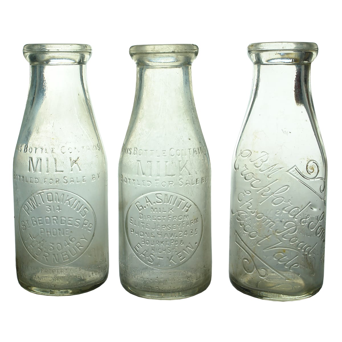 Three Milks. Tomkins, Thornbury; Crockford, Ascot Vale & Smith, East Kew.
