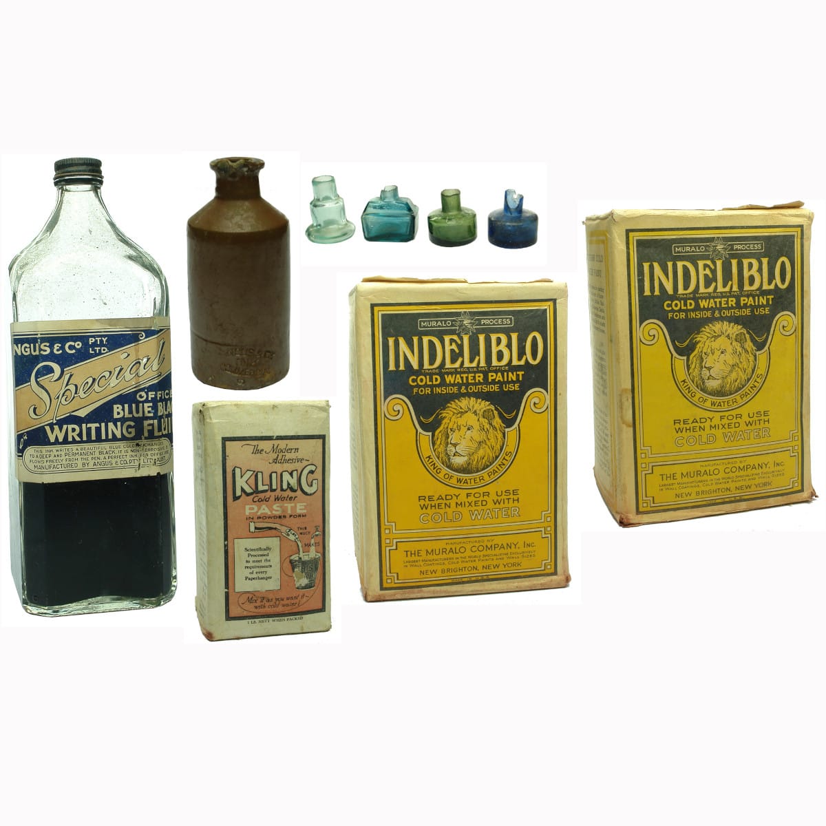 Six ink bottles plus 3 cardboard boxes for Paste & Paint.