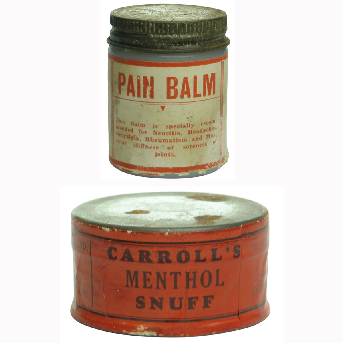 Pair of full ointment jars.