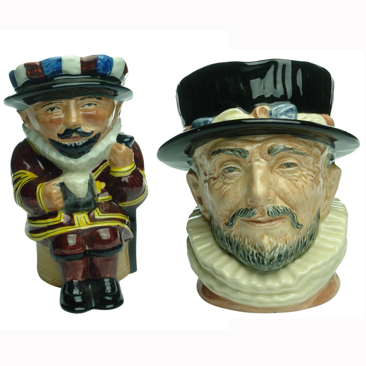 Pair of Toby Jugs. Beefeater. Royal Doulton & Staffordshire.