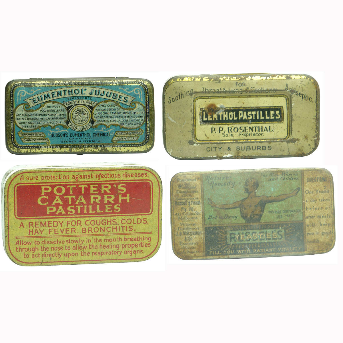 Four chemist tins.