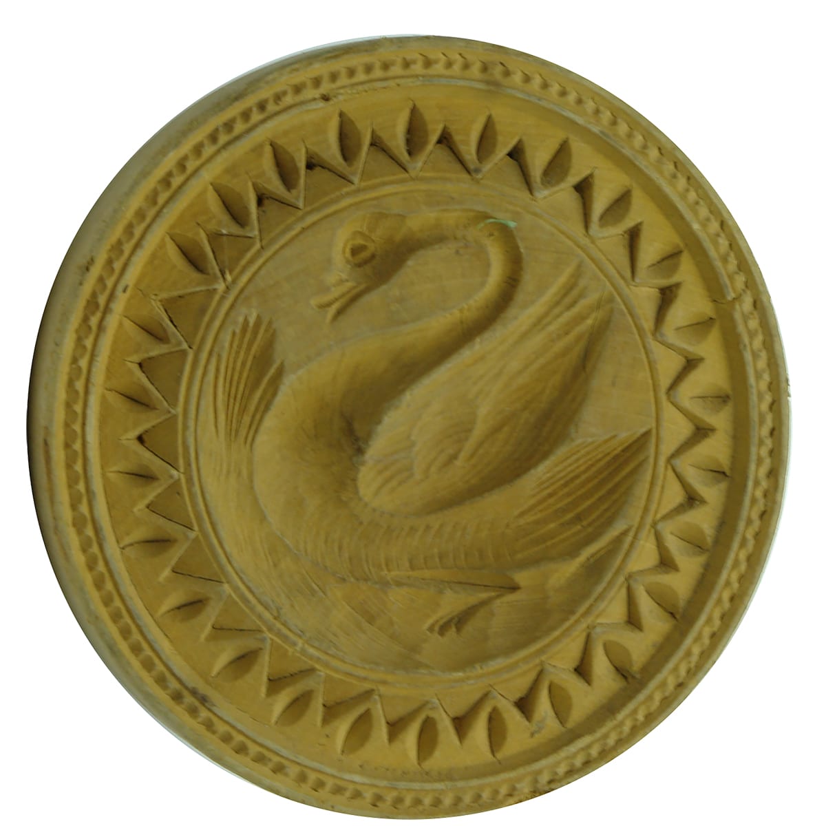 Round wooden Butter stamp: Swan.