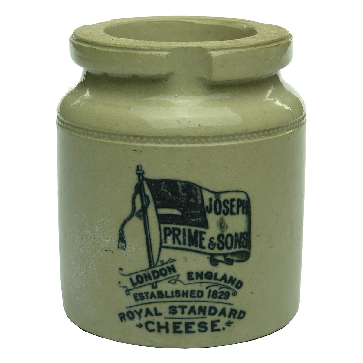 Jar. Joseph Prime & Sons, London. Cheese. All white.