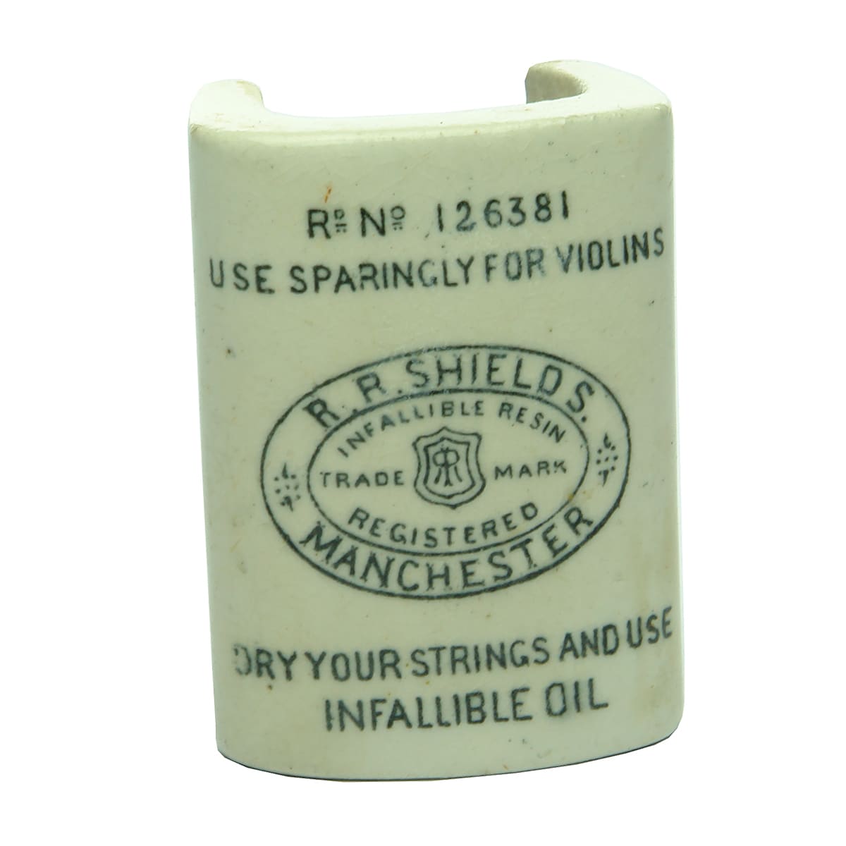 Violin string resin applicator. Shields, Manchester. Black & White ceramic holder.