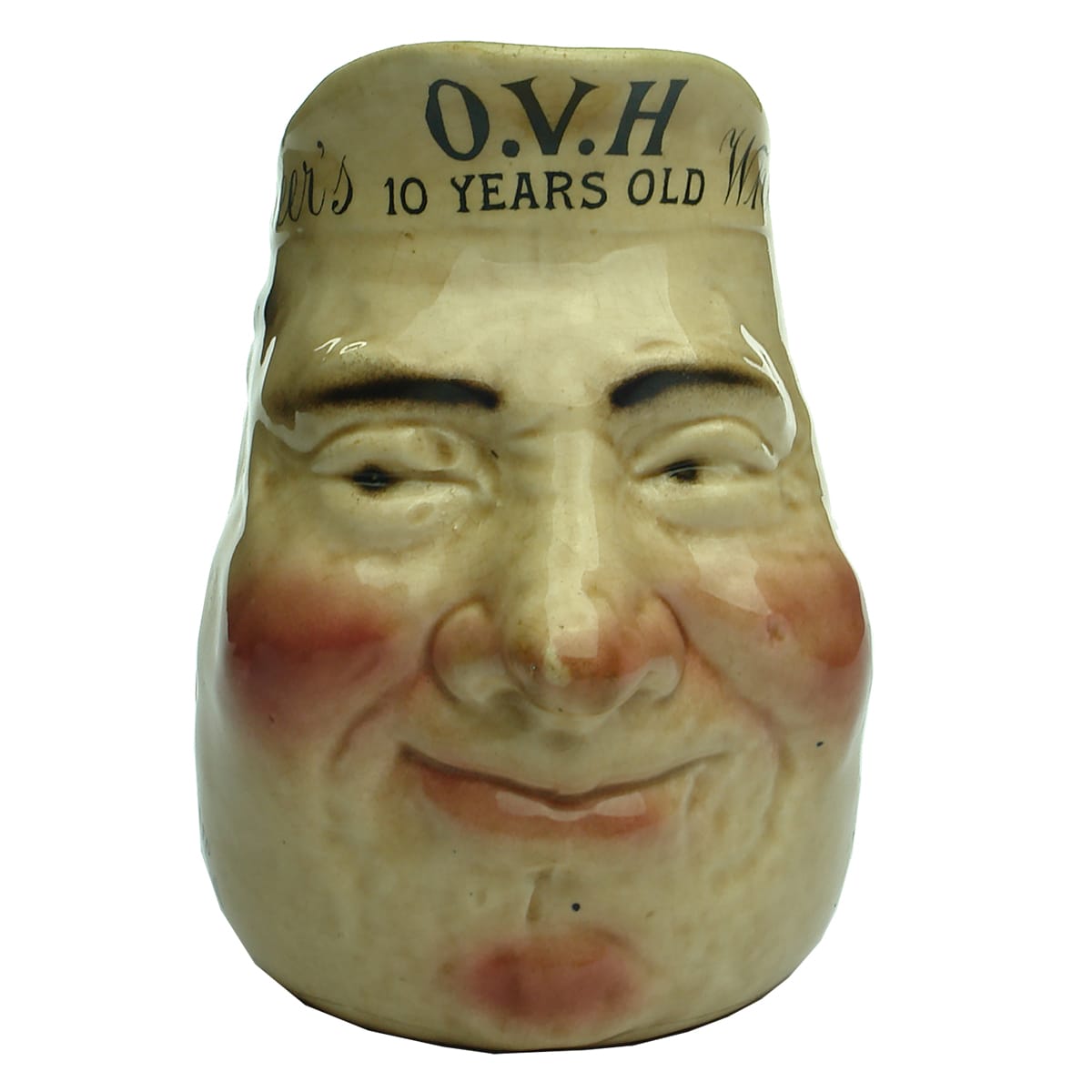Advertising Water Jug. Greer's O. V. H 10 years old Scotch Whisky. Character Jug. Multi-coloured.