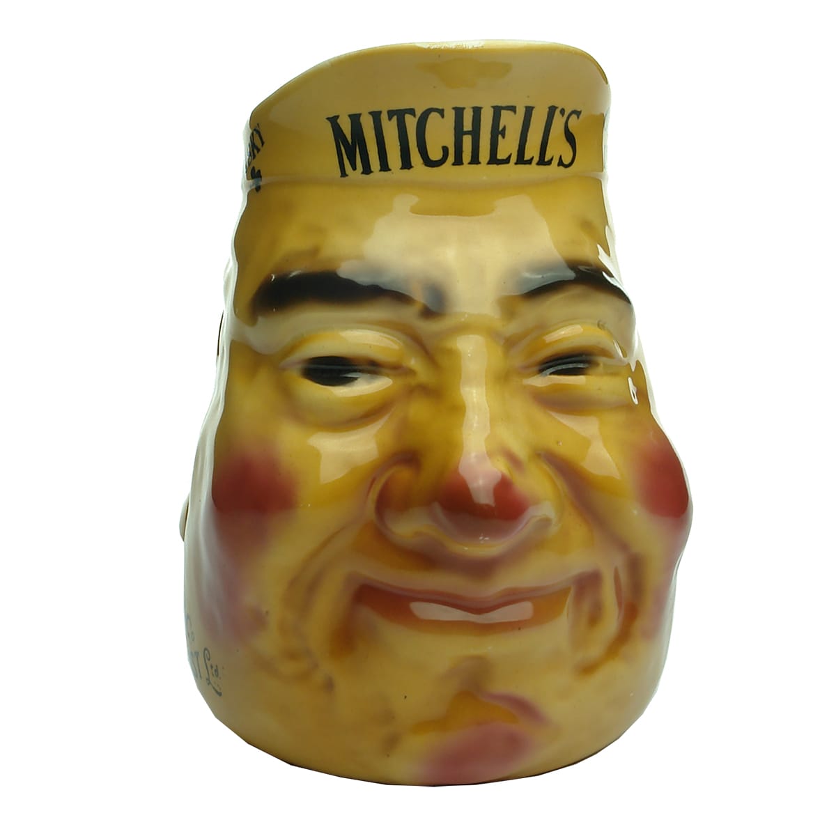 Advertising Water Jug. Mitchell & Co of Belfast, Old Irish Whisky. Character Jug. Multi-coloured.