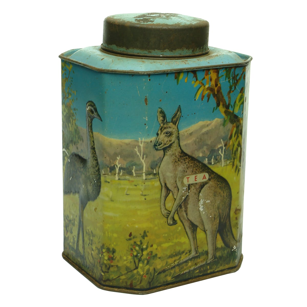 Tin. Bushells Tea of Flavor. Kangaroo, Koala, Kookaburra, Emu.