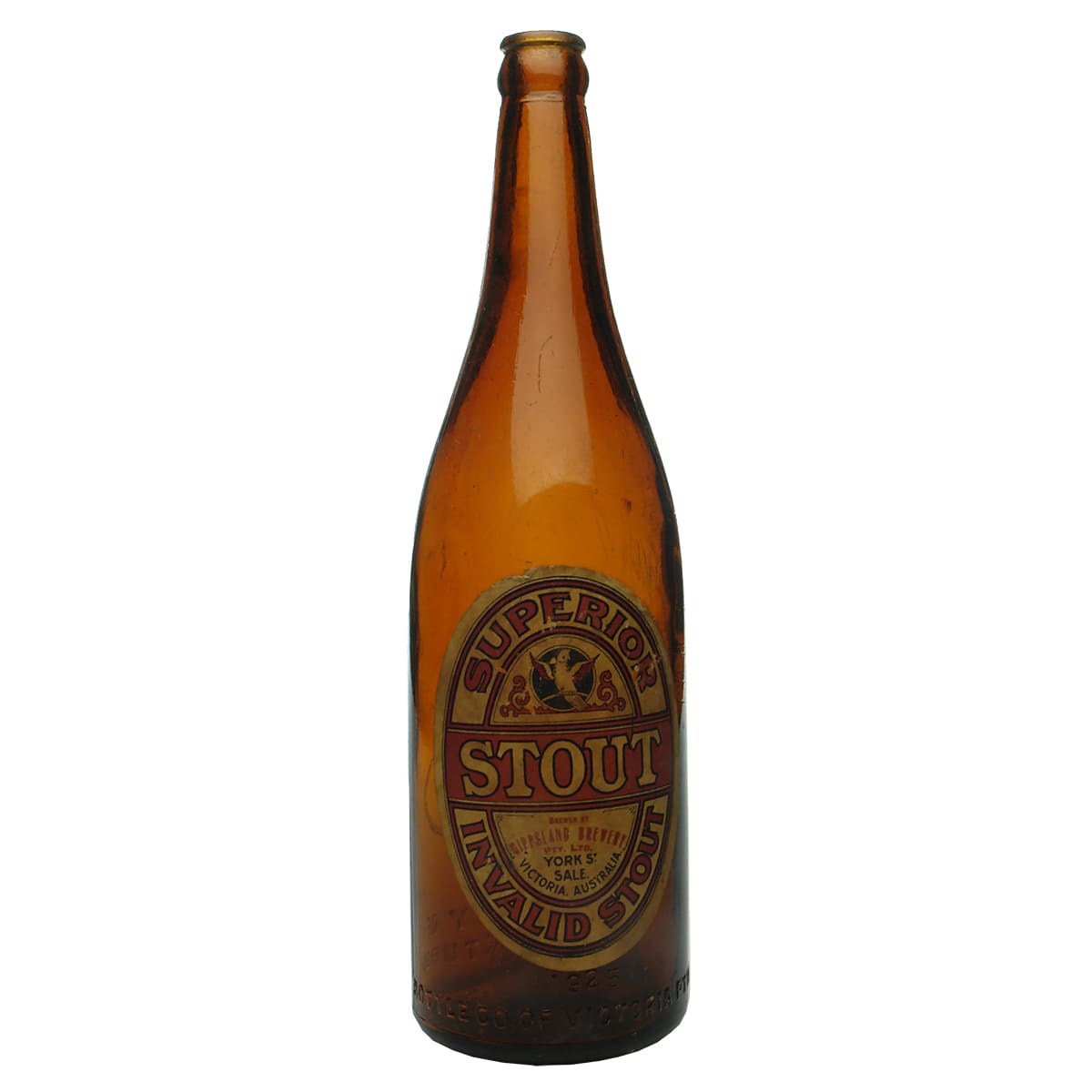 Beer. M. B. C. V. Gippsland Brewery Invalid Stout Label, York Street, Sale. Crown Seal. Amber. 26 oz. (Victoria)