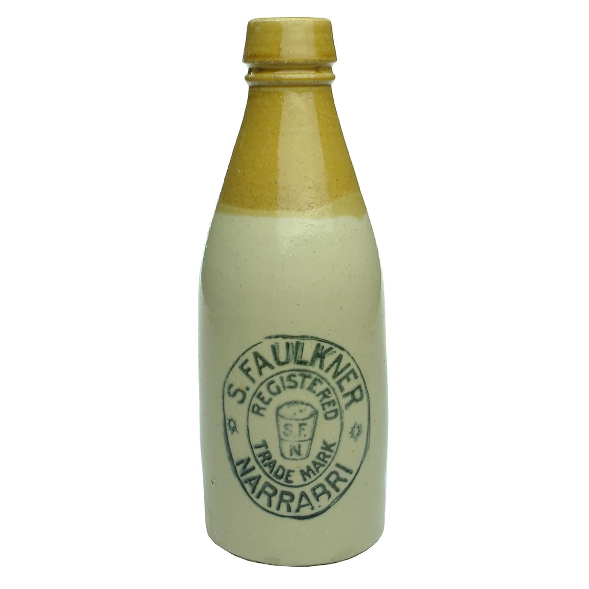 Ginger Beer. S. Faulkner, Narrabri. Cork stopper. Champagne. Tan top.  (New South Wales)