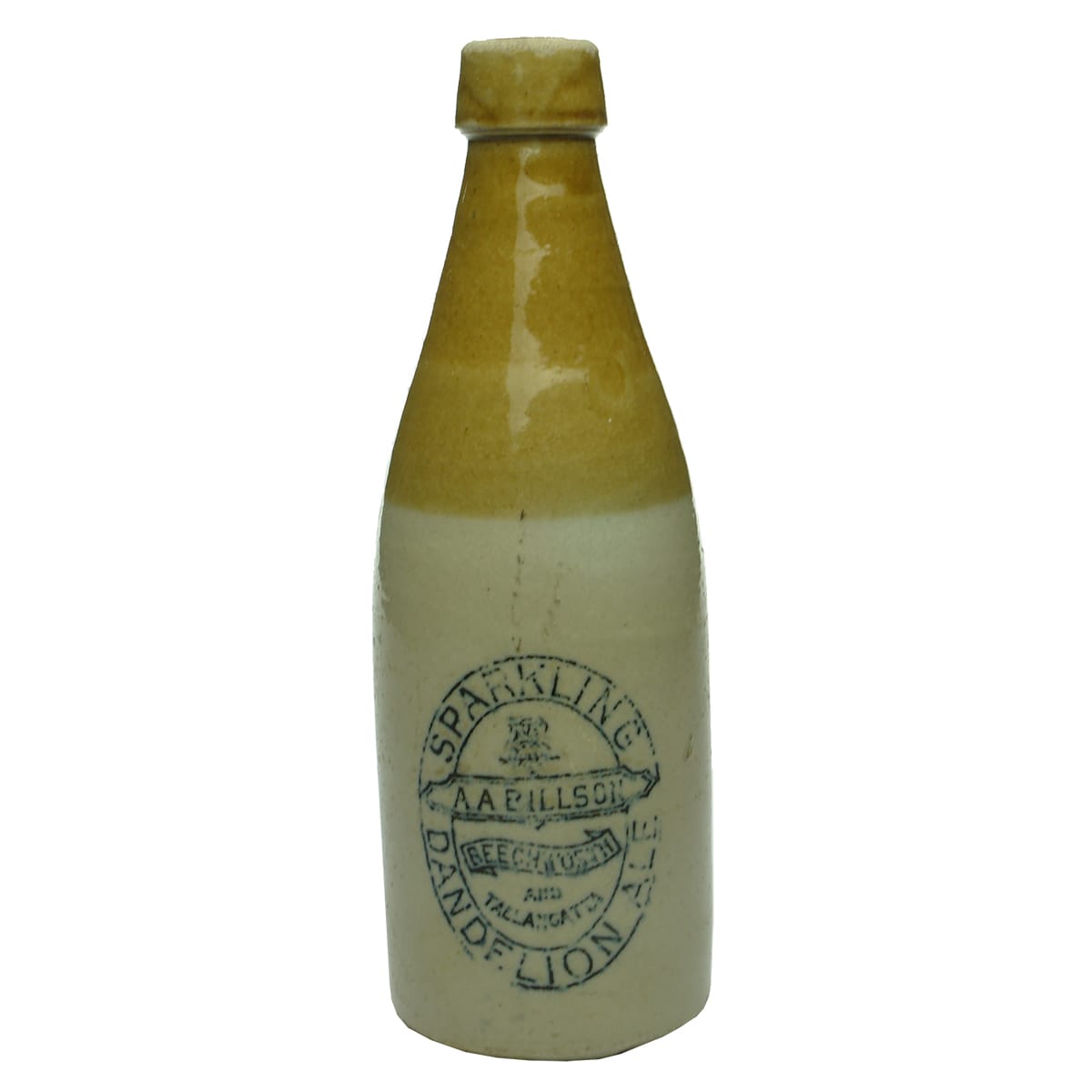 Ginger Beer. Billson, Beechworth & Tallangatta. Dandelion Ale. Champagne shape. Tan Top. 10 oz. (Victoria)