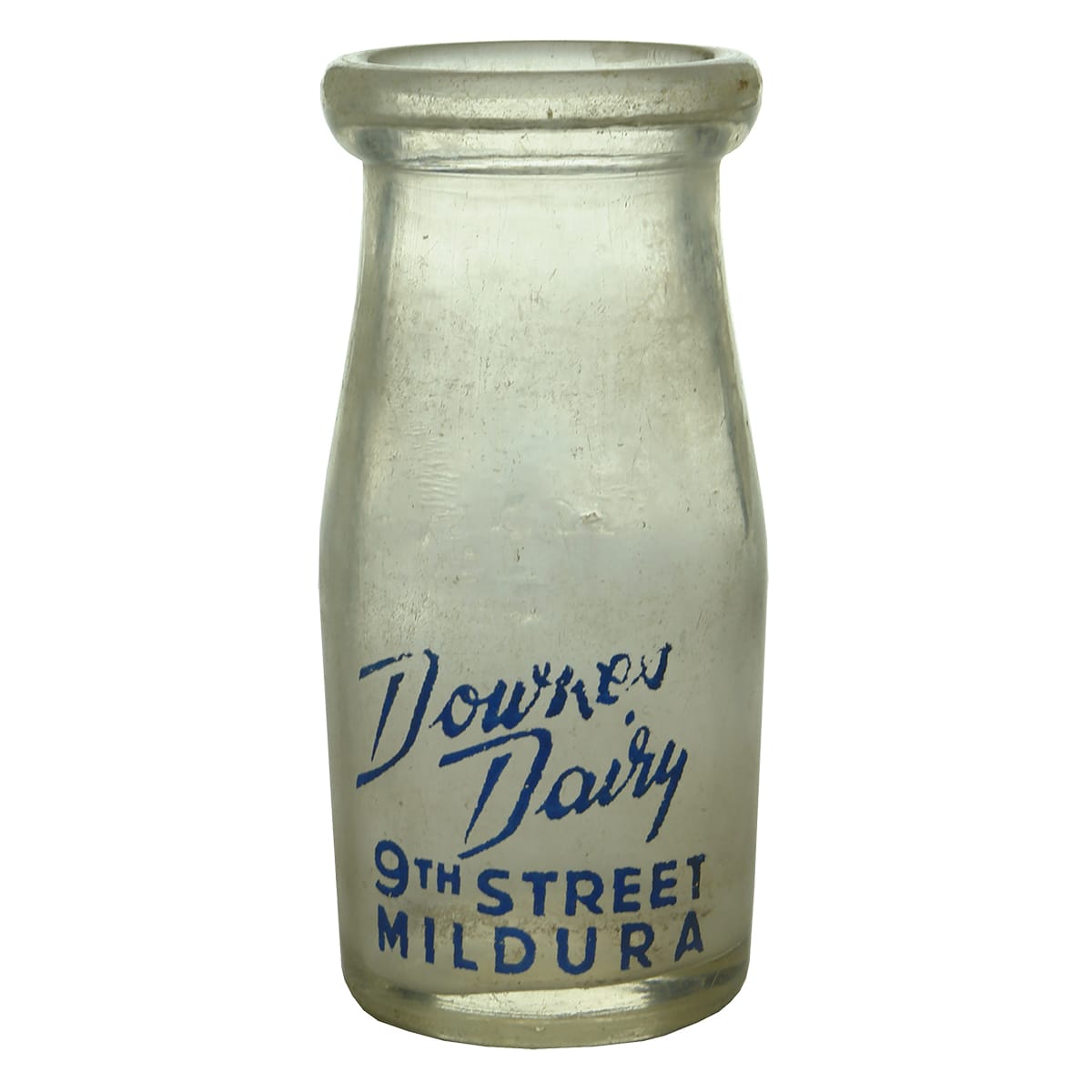 Milk. Downes Dairy, Mildura. Wad lip. Ceramic label. 1/4 Pint. (Victoria)