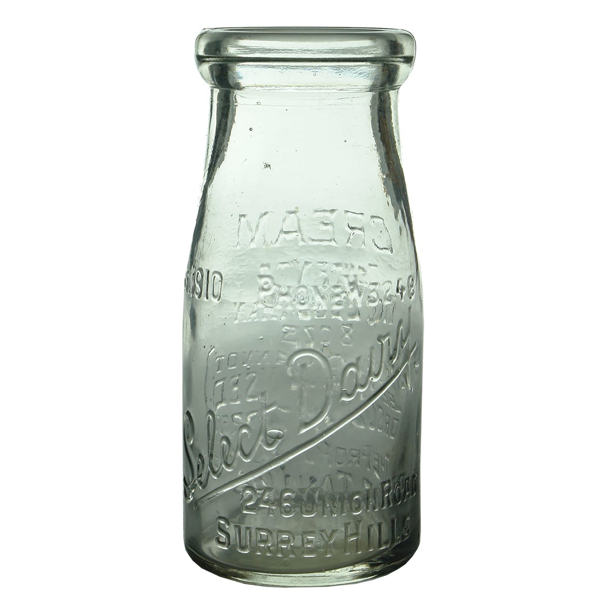 Milk. R. S. Tanner Select Dairy, Surrey Hills. Wad lip. 8 oz. (Victoria)