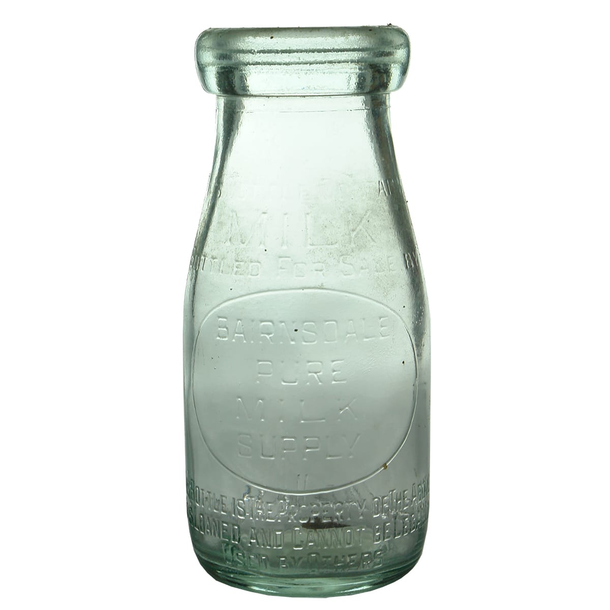 Milk. Bairnsdale Pure Milk Supply. Wad lip. Aqua. 1/2 Pint. (Victoria)