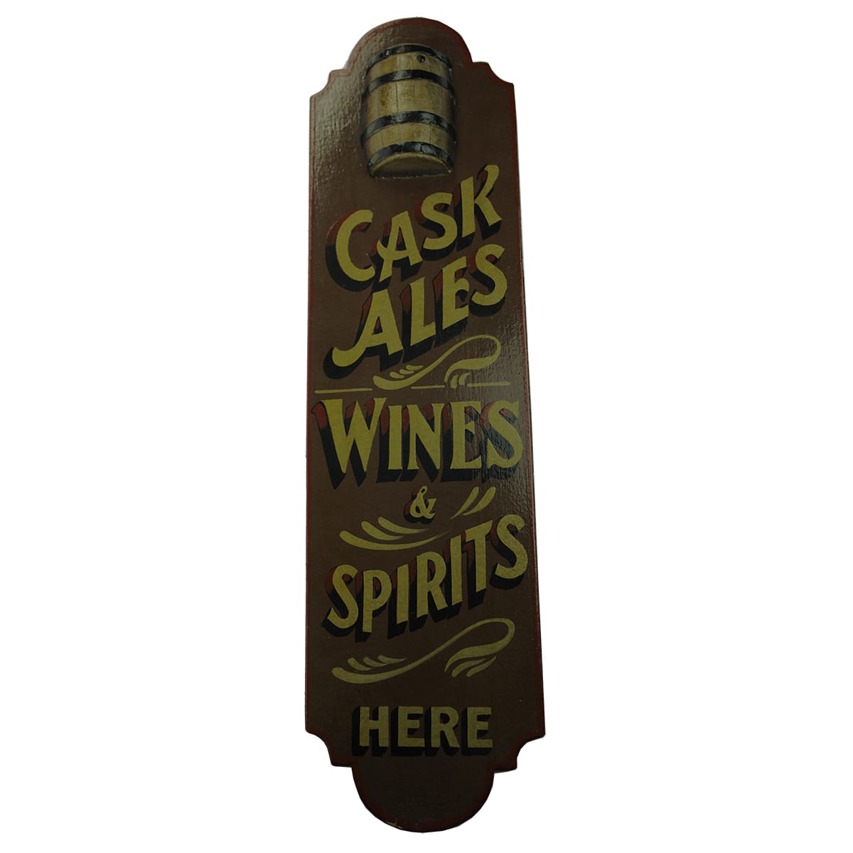 Wooden Advertising Board. Cask Ales Wines & Spirits.