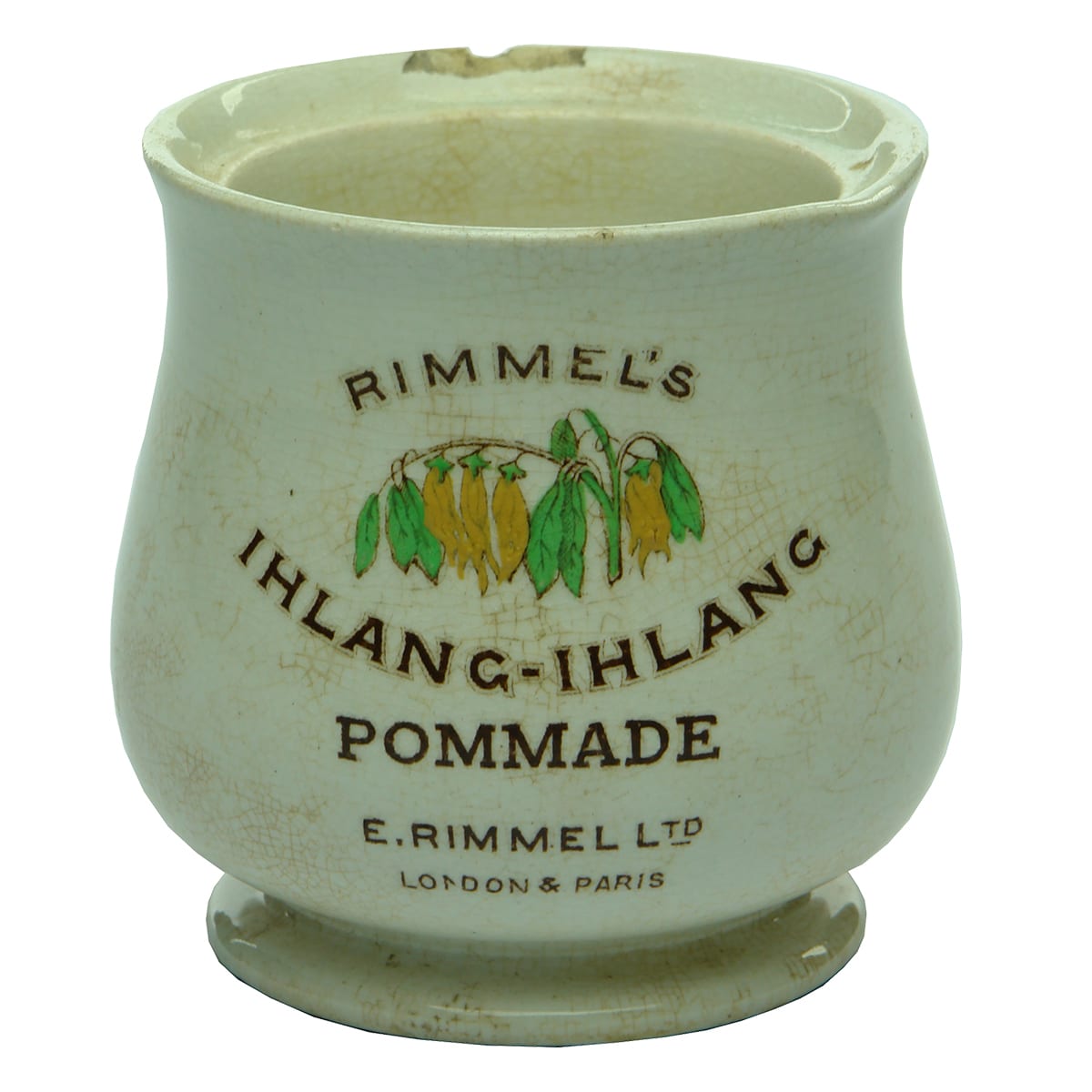 Ceramic Cosmetics Jar. Rimmel's Ihlang-Ihlang Pommade.