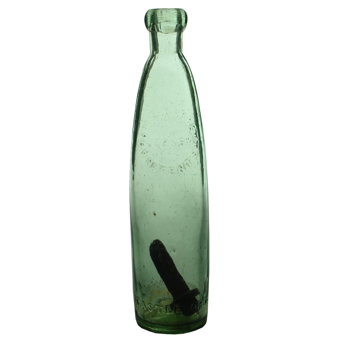 Stick Bottle. Adams & Barretts Patent. Aqua.  10 oz.