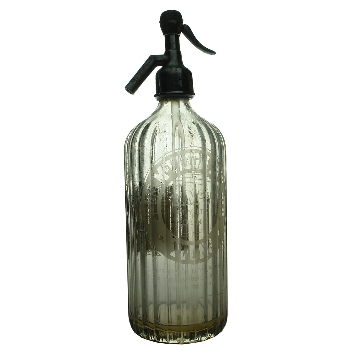 Soda Syphon. Thos. Mcveigh, Young. Fluted. Clear. (New South Wales)