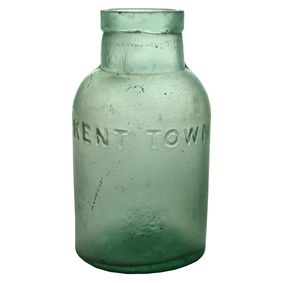 Jar. Kent Town Preserving Co. Aqua. 2 Pound. (South Australia)