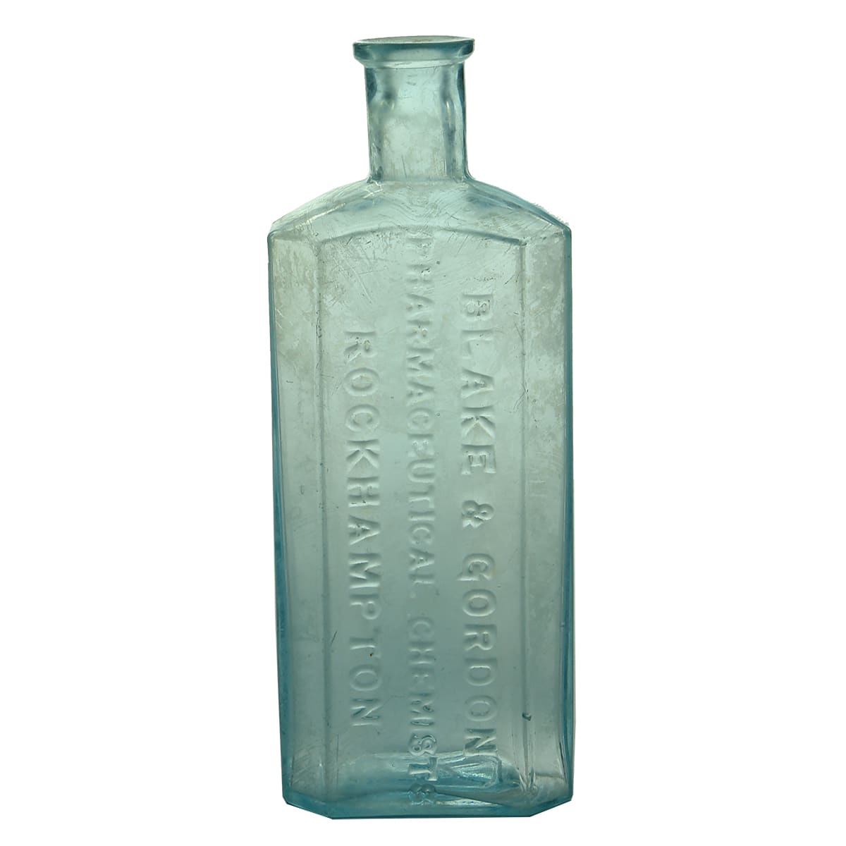 Chemist. Blake & Gordon, Rockhampton. Aqua. 8 oz. (Queensland)