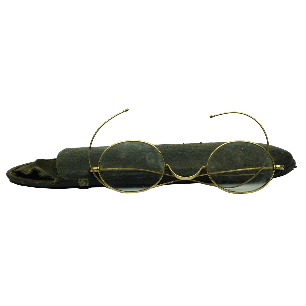 Pair of gold rimmed glasses in original case.