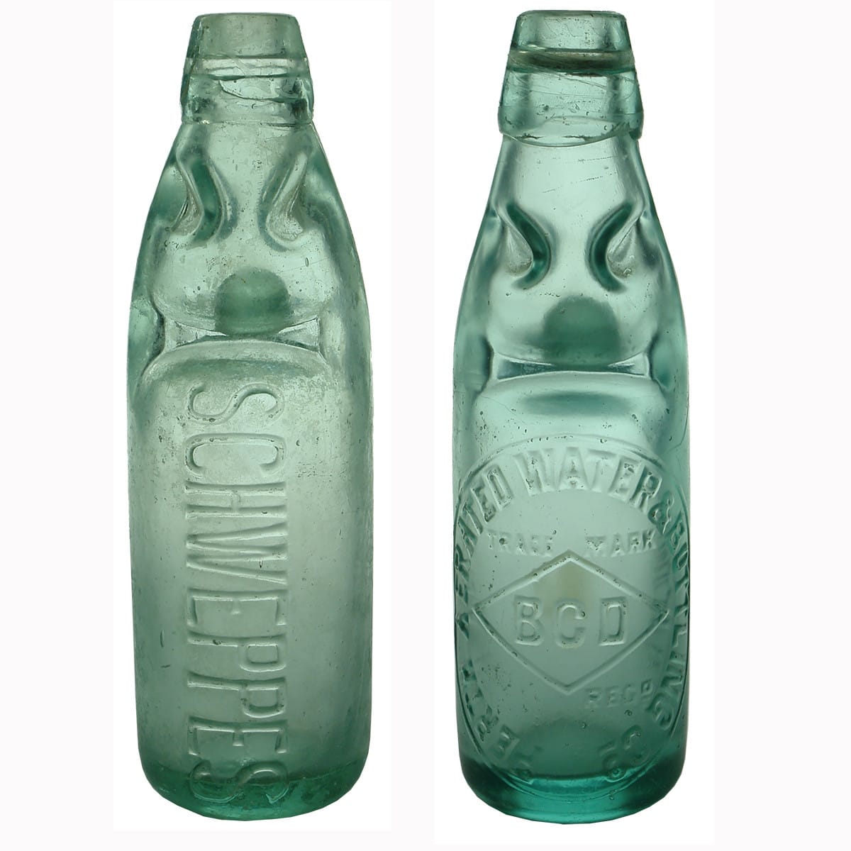 Pair of Codds. Schweppes and Perth Aerated Water & Bottling Co., BCD.  6 oz.