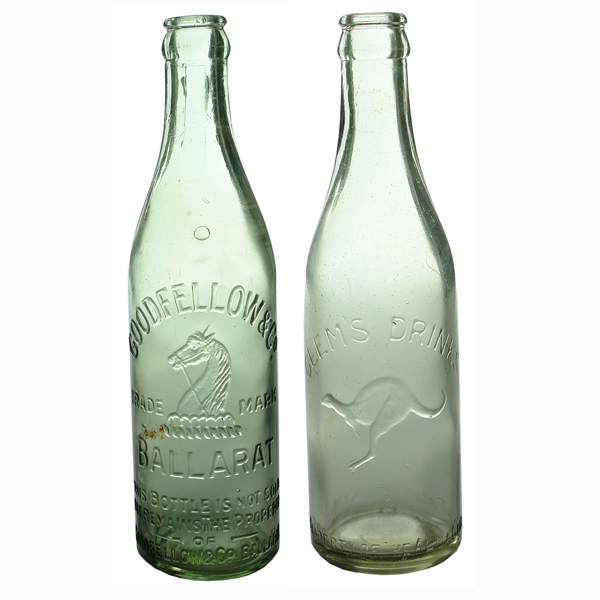 Pair of Crown Seals: Goodfellow, Ballarat and Clem's Drinks, Broken Hill. (Victoria & New South Wales)