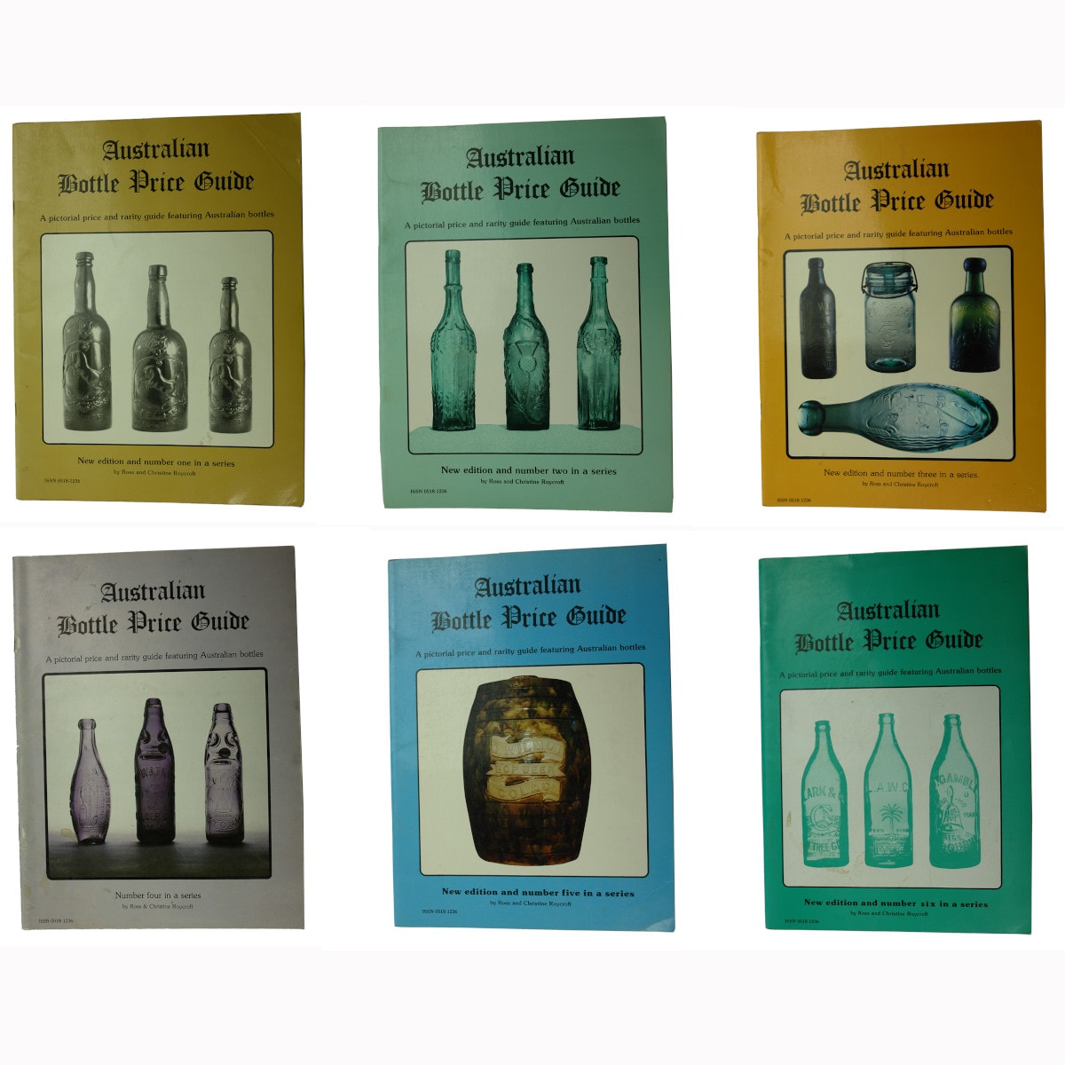 Books. Full set of 6 Australian Bottle Price Guides, Ross and Christine Roycroft, 1976 to 1997.