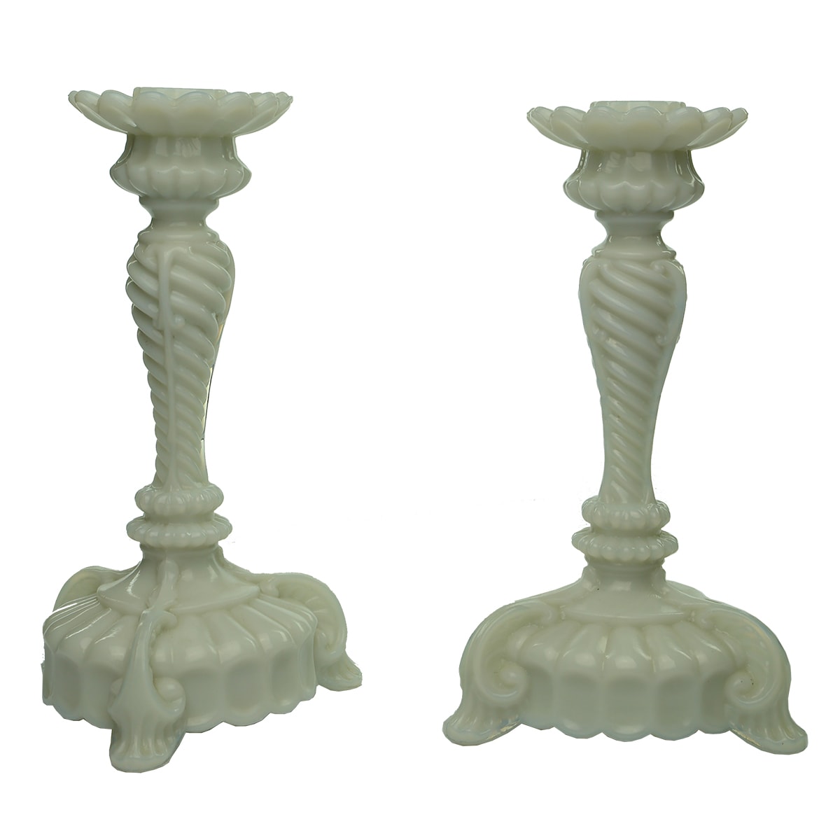 Miscellaneous. Matching pair of milk glass candle sticks.