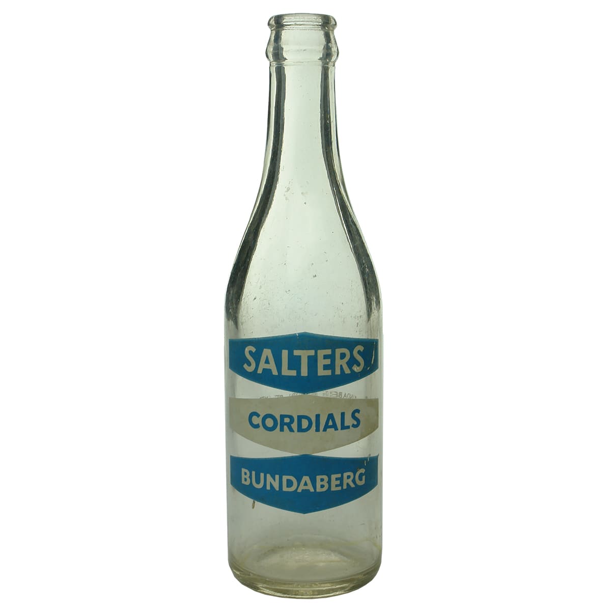 Ceramic Label Crown Seal. Salters, Bundaberg. Light Blue & White Print. 10 oz. (Queensland)