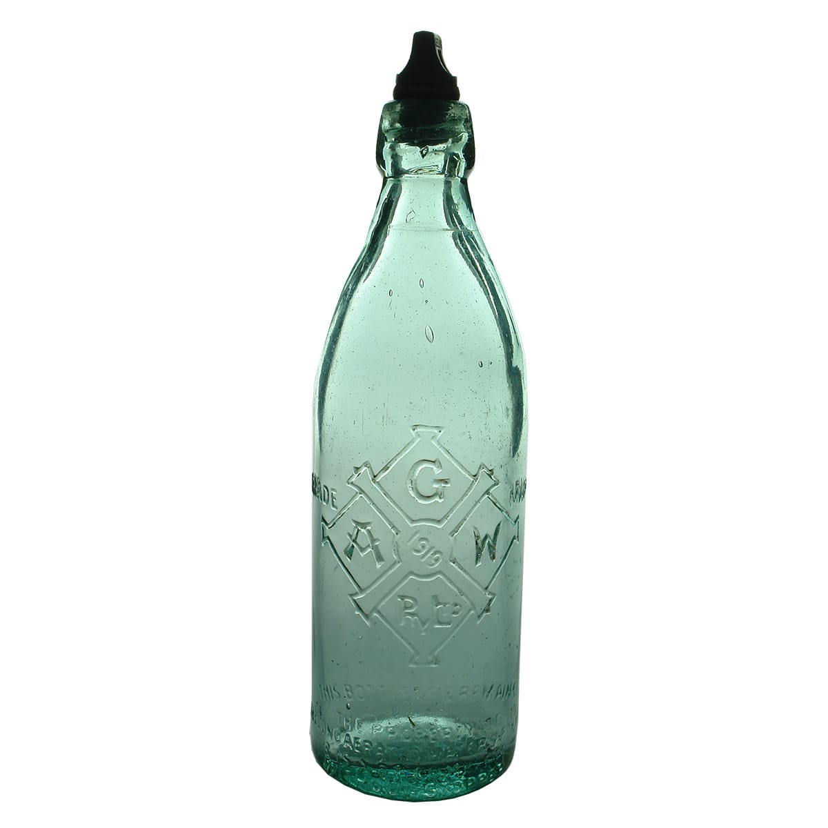 Internal Thread. Geelong Aerated Waters. Aqua. 26 oz. (Victoria)