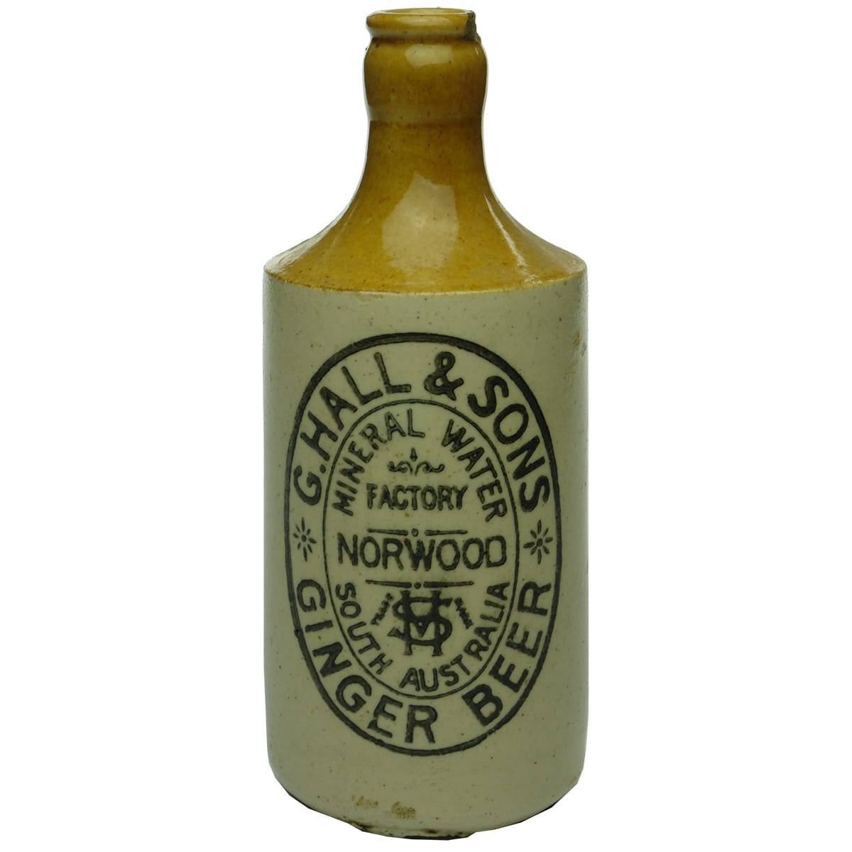 Ginger Beer. G. Hall & Sons, Norwood. Say Stonie. Crown Seal. Tan Top. Dump. (South Australia)