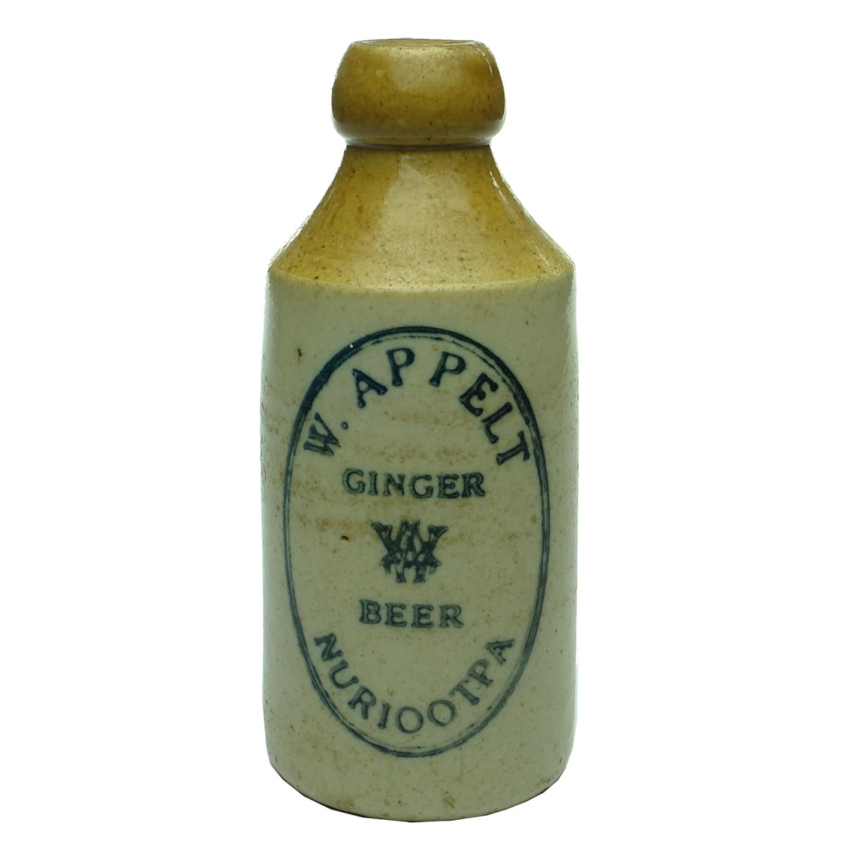 Ginger Beer. W. Appelt, Nuriootpa. Cork stopper. Dump. Tan top. (South Australia)