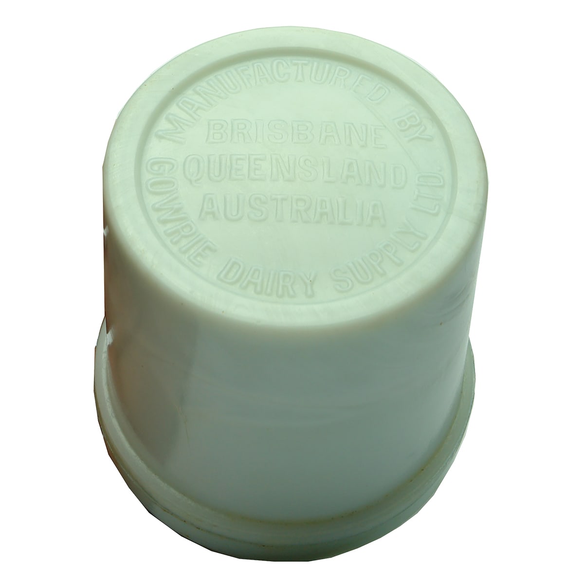 Cheese Jar. Gowrie Dairy Supply, Brisbane. Milk or Opal Glass. With Lid. (Queensland)