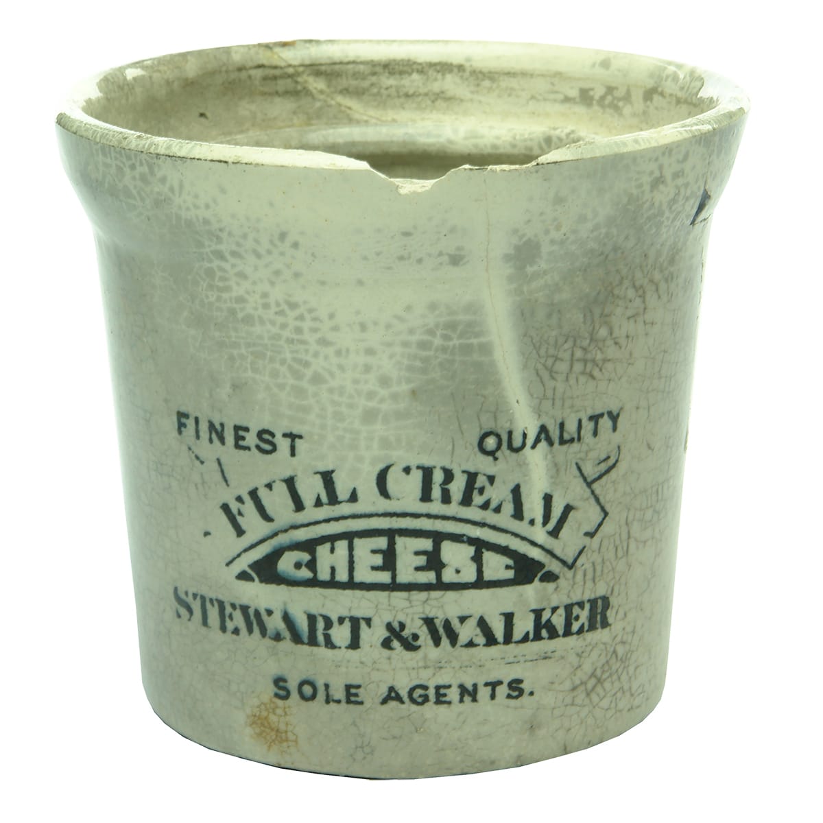 Cheese Jar. Stewart & Walker (Brisbane). Black Print on White.