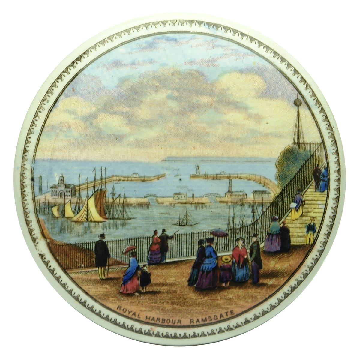 Prattware Lid: Royal Harbour Ramsgate.