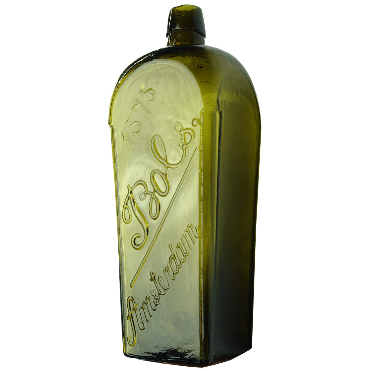 Gin. 1575, Bols Amsterdam. Olive Green. Quart.