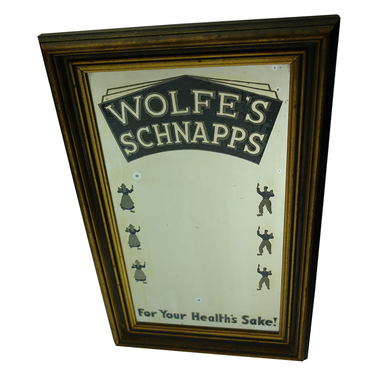 Advertising Mirror. Wolfe's Schnapps.