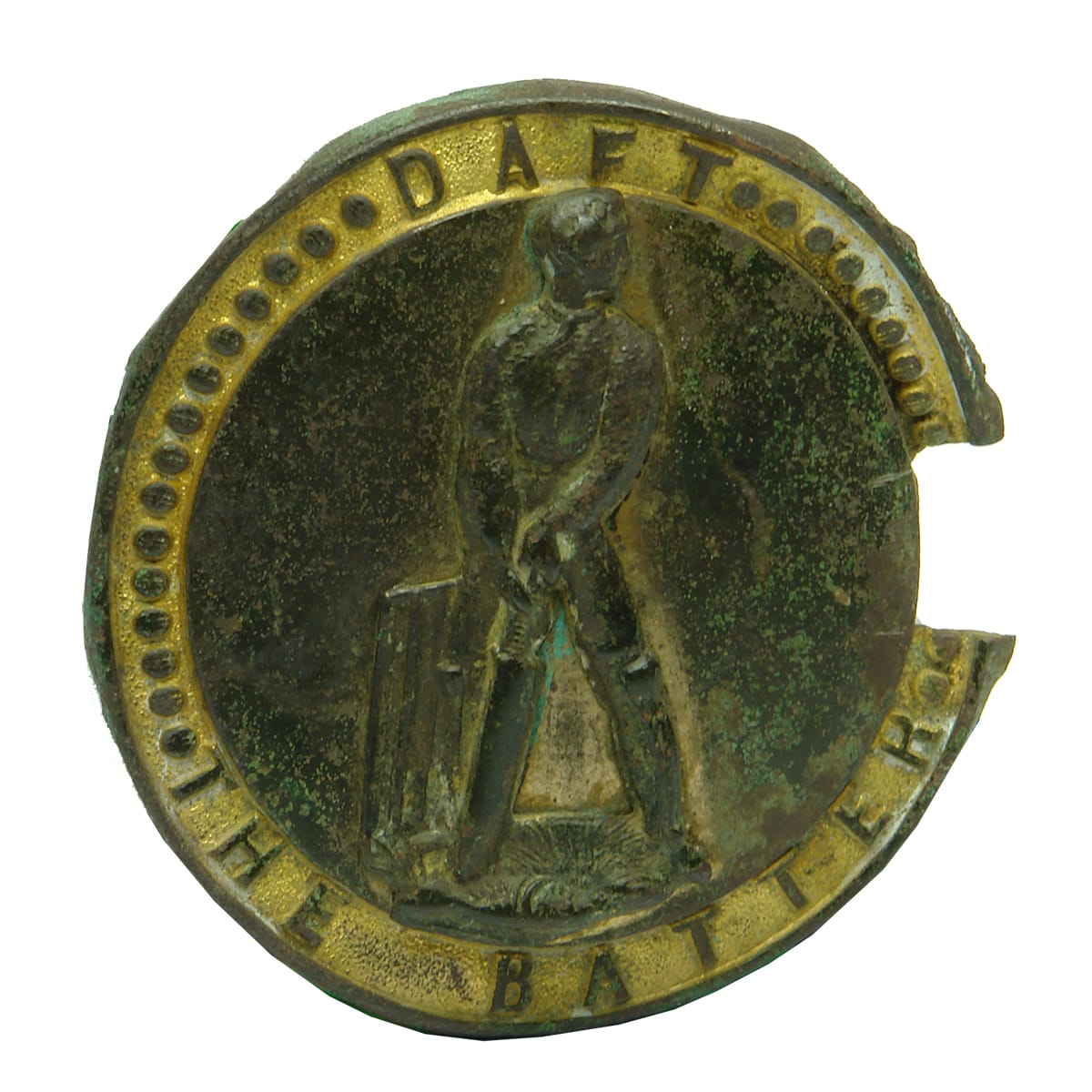 Cricket Belt Buckle. Daft the Batter.