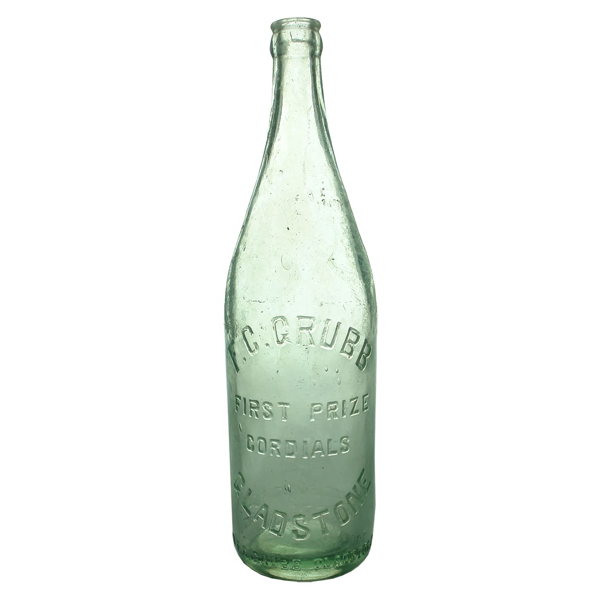 Crown Seal.  F. C. Grubb, Gladstone.  Aqua.  26 oz. (South Australia)