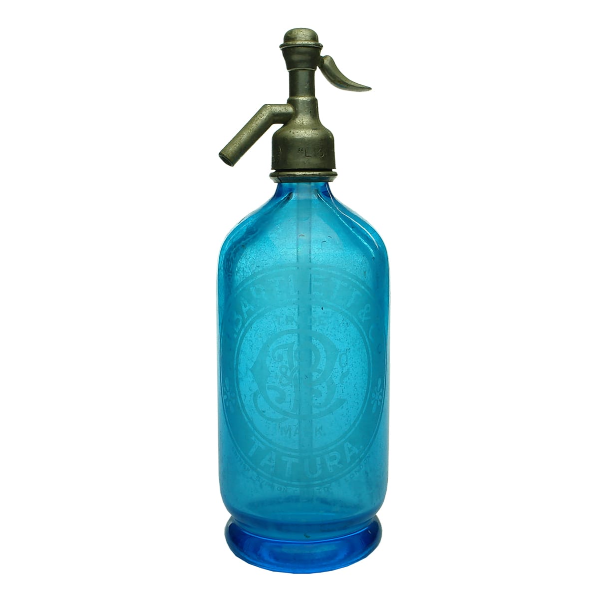 Soda Syphon.  J. Bartlett & Co, Tatura.  Round.  Mid Blue. 30 oz. (Victoria)