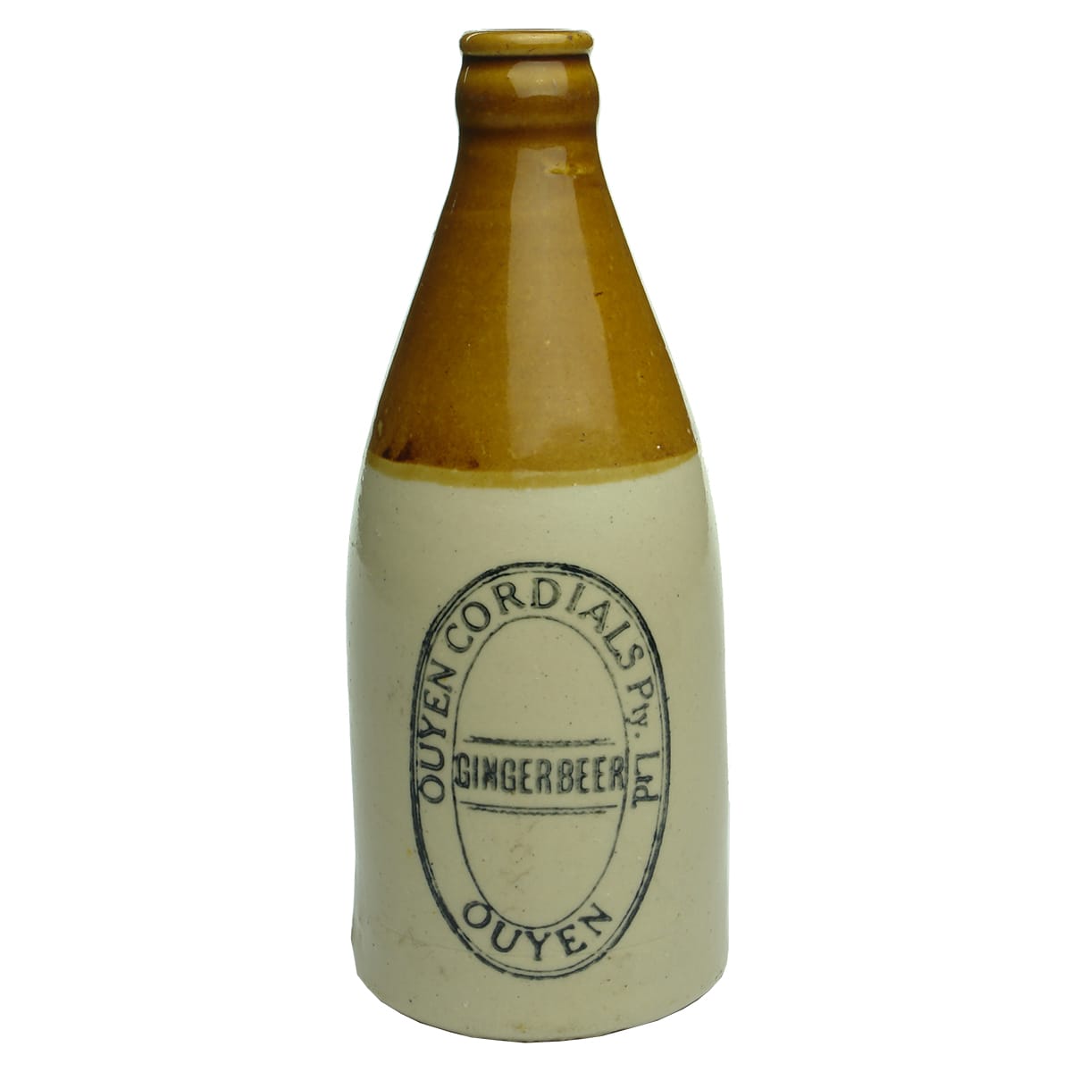 Ginger Beer. Ouyen Cordials. Crown Seal. Tan Top. 10 oz. (Victoria)
