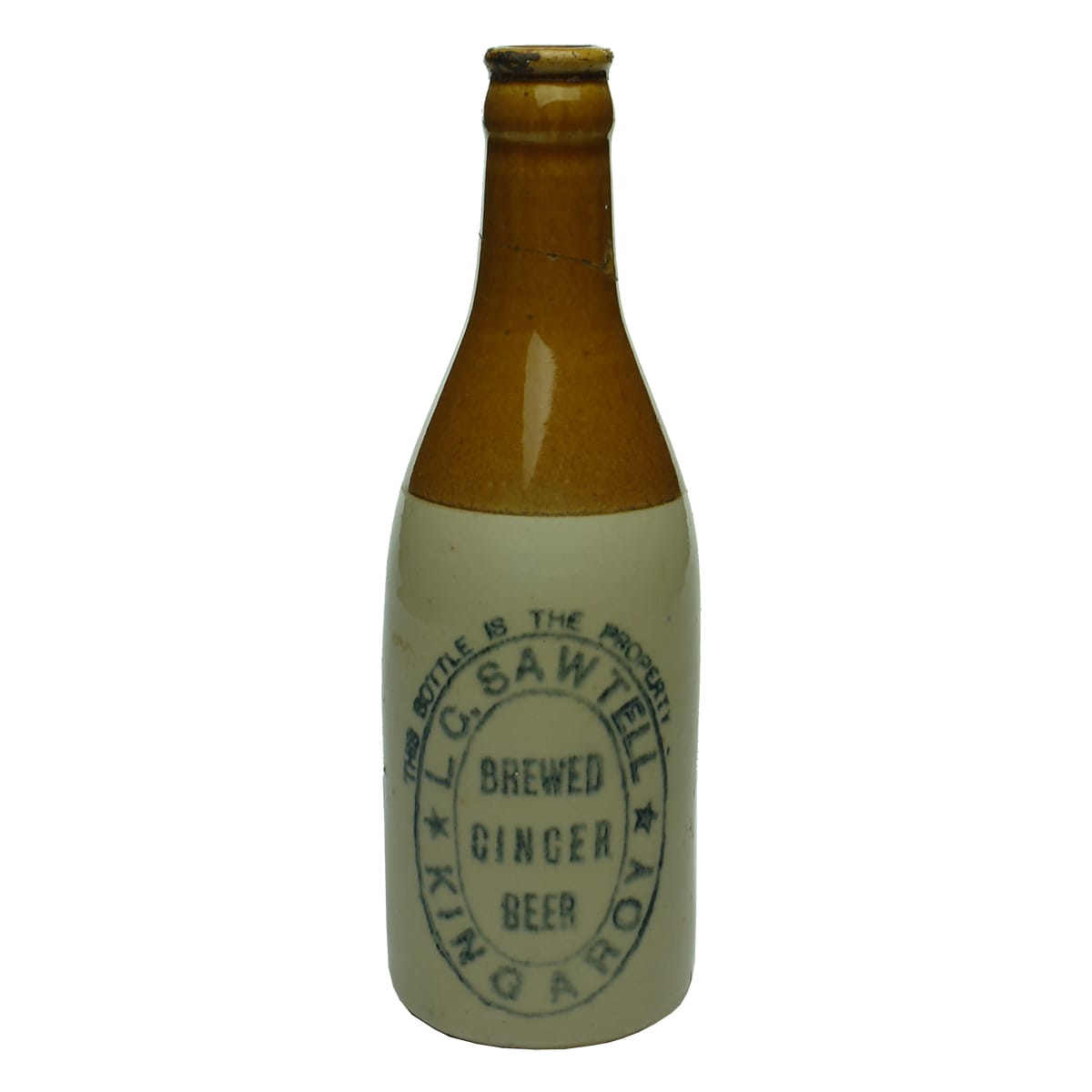 Ginger Beer. Sawtell, Kingaroy. Crown Seal. Champagne. Tan Top. (Queensland)