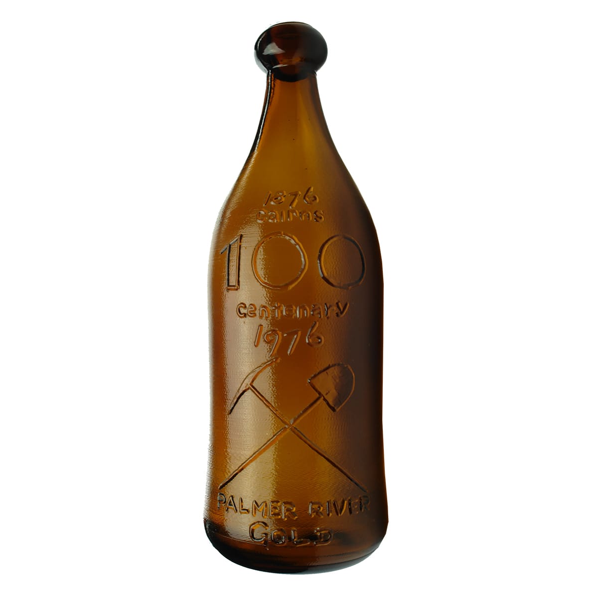 Commemorative Bottle. Cairns 1876 - 1976. Amber 26 oz. (Queensland)