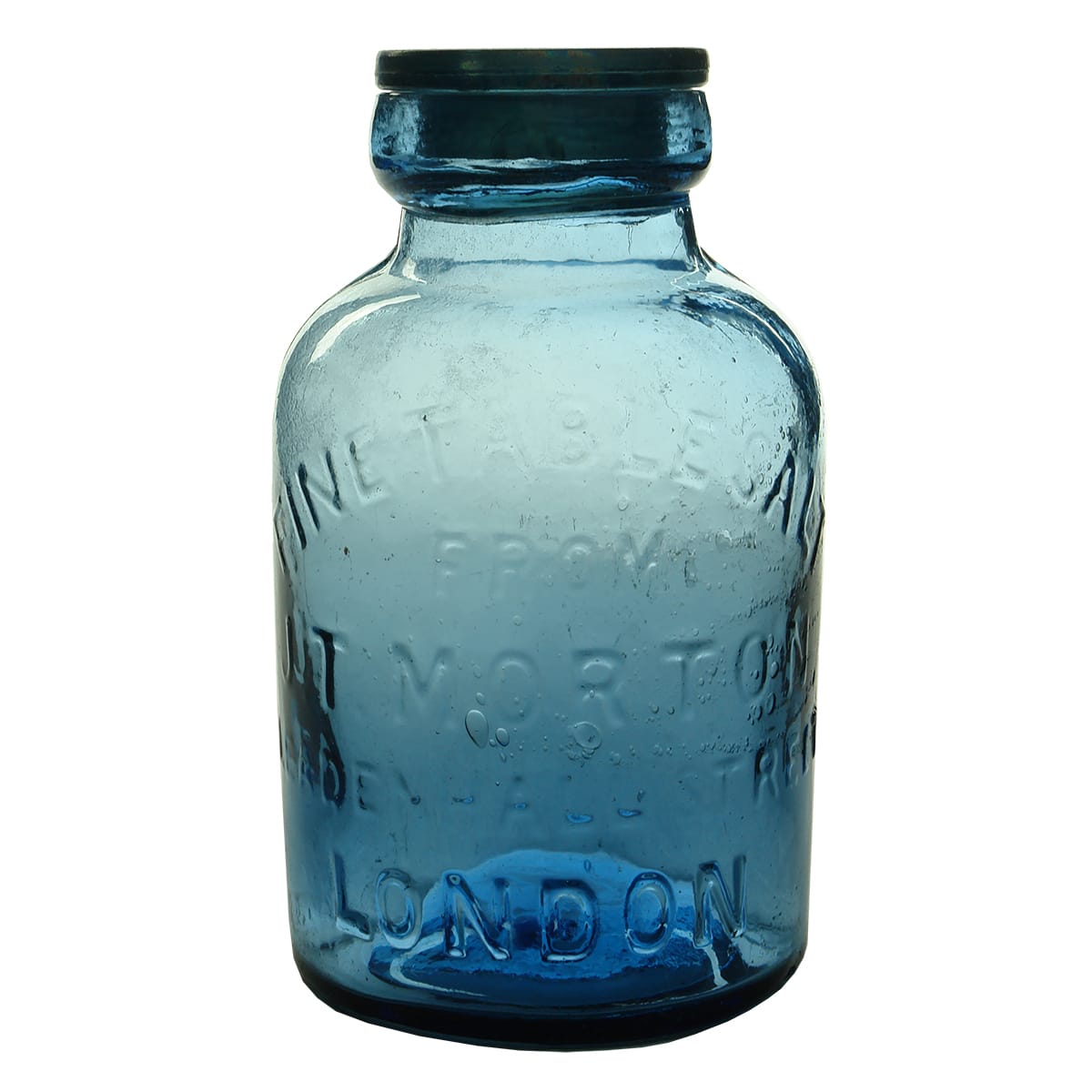 Jar. J. T. Morton, London. Salt. Mid Blue. 2 Pound.
