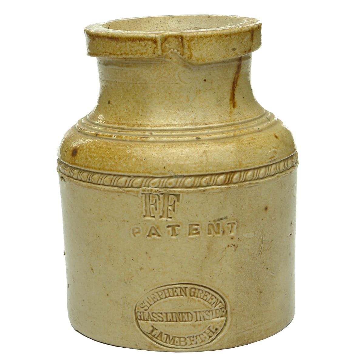 Jar. Stephen Green, FF Patent. Salt Glaze. 1 Pound.