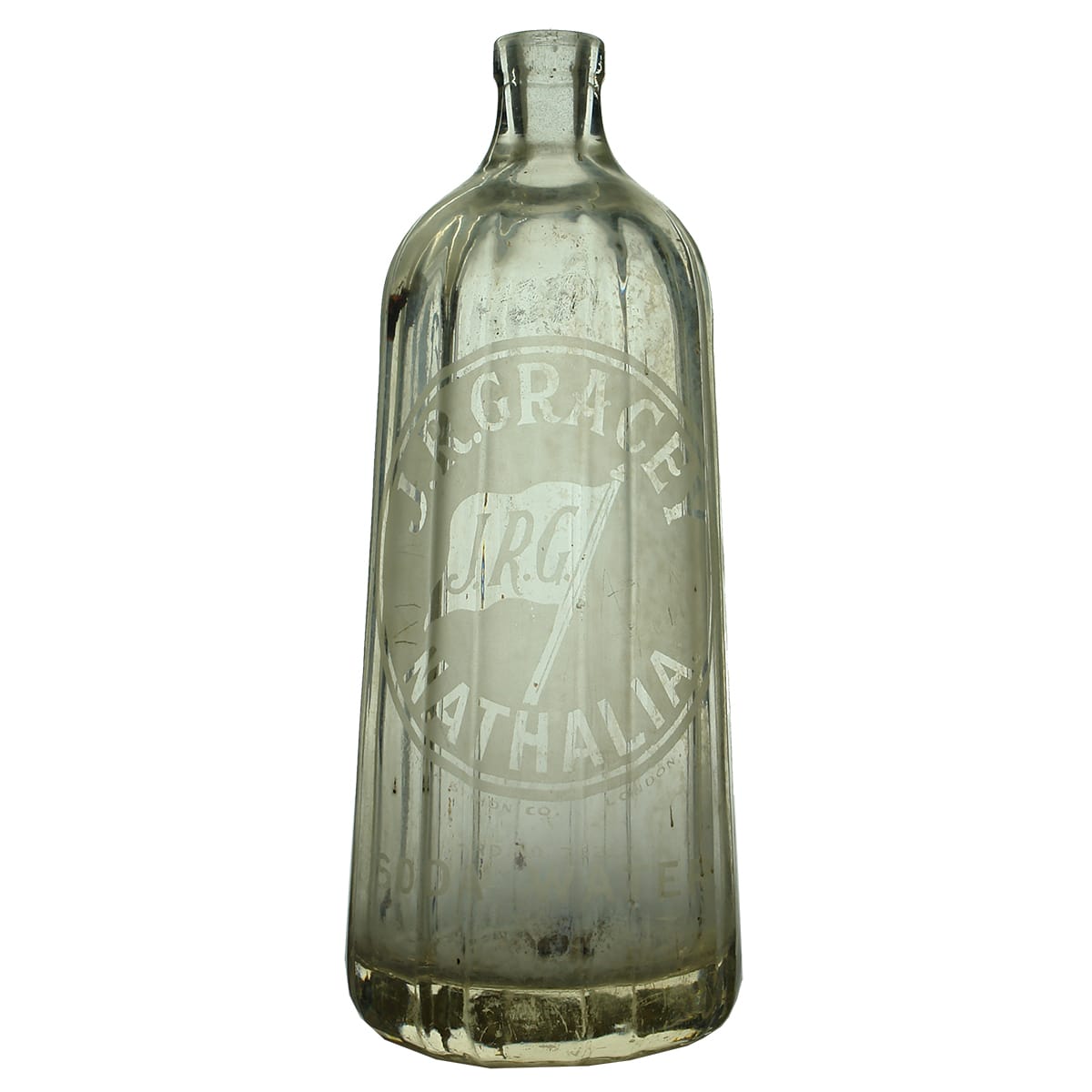 Soda Syphon. J. R. Gracey, Nathalia. Tapered. Clear. (Victoria)