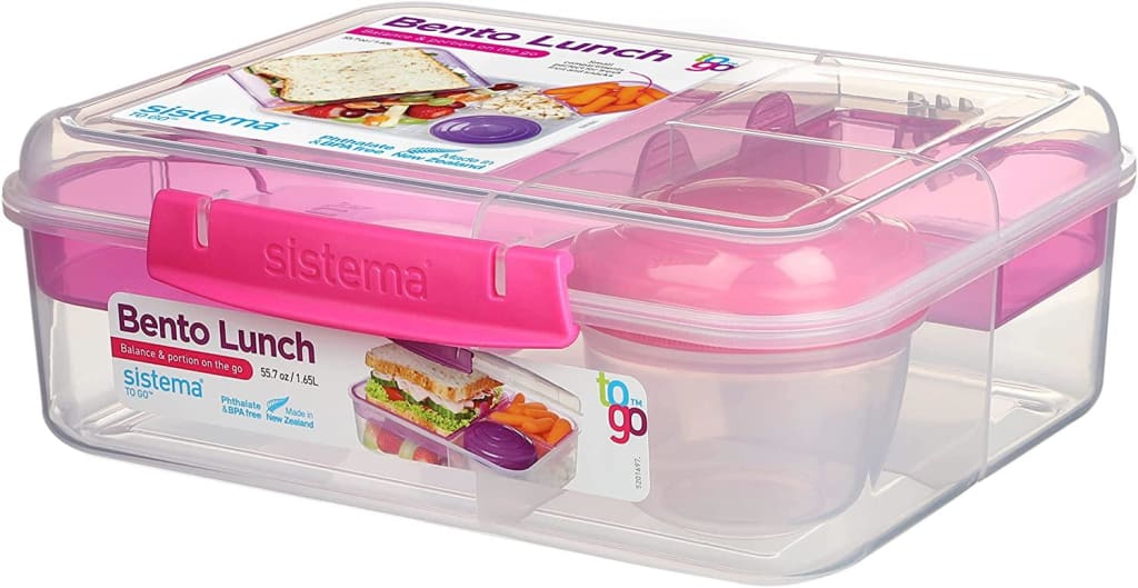 Lunch Box with Fruit / Yoghurt Cup, pink