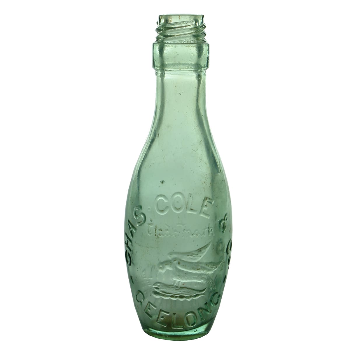 Skittle. Chas Cole & Co., Geelong. Nash Patent. Aqua. 6 oz. (Victoria)