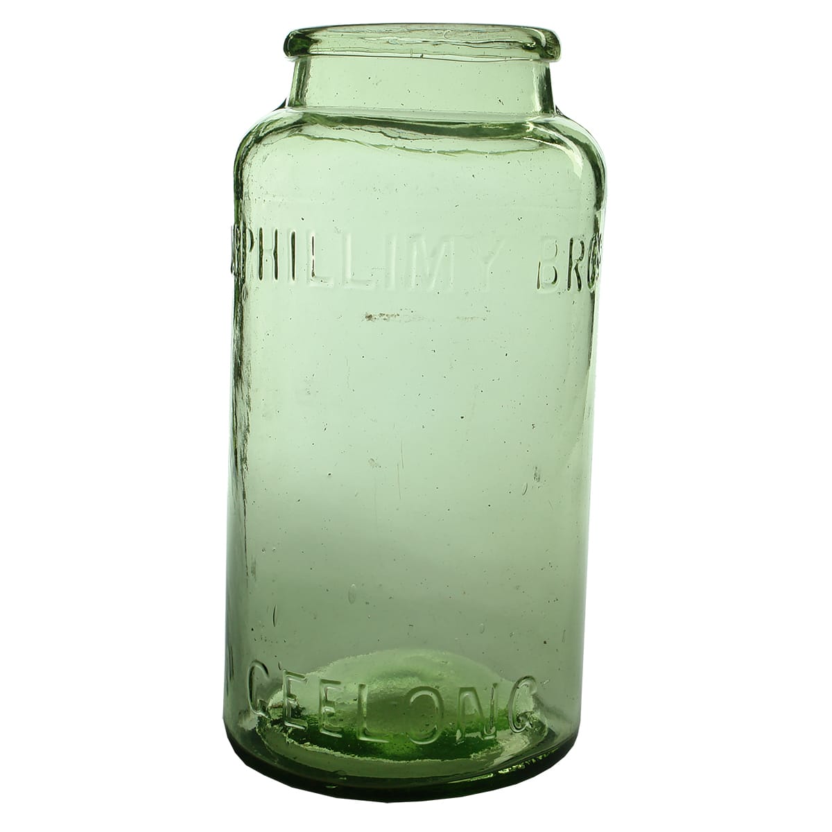 Lolly Jar. McPhillimy Bros, Geelong. Lime Aqua. 1 Gallon. (Victoria)